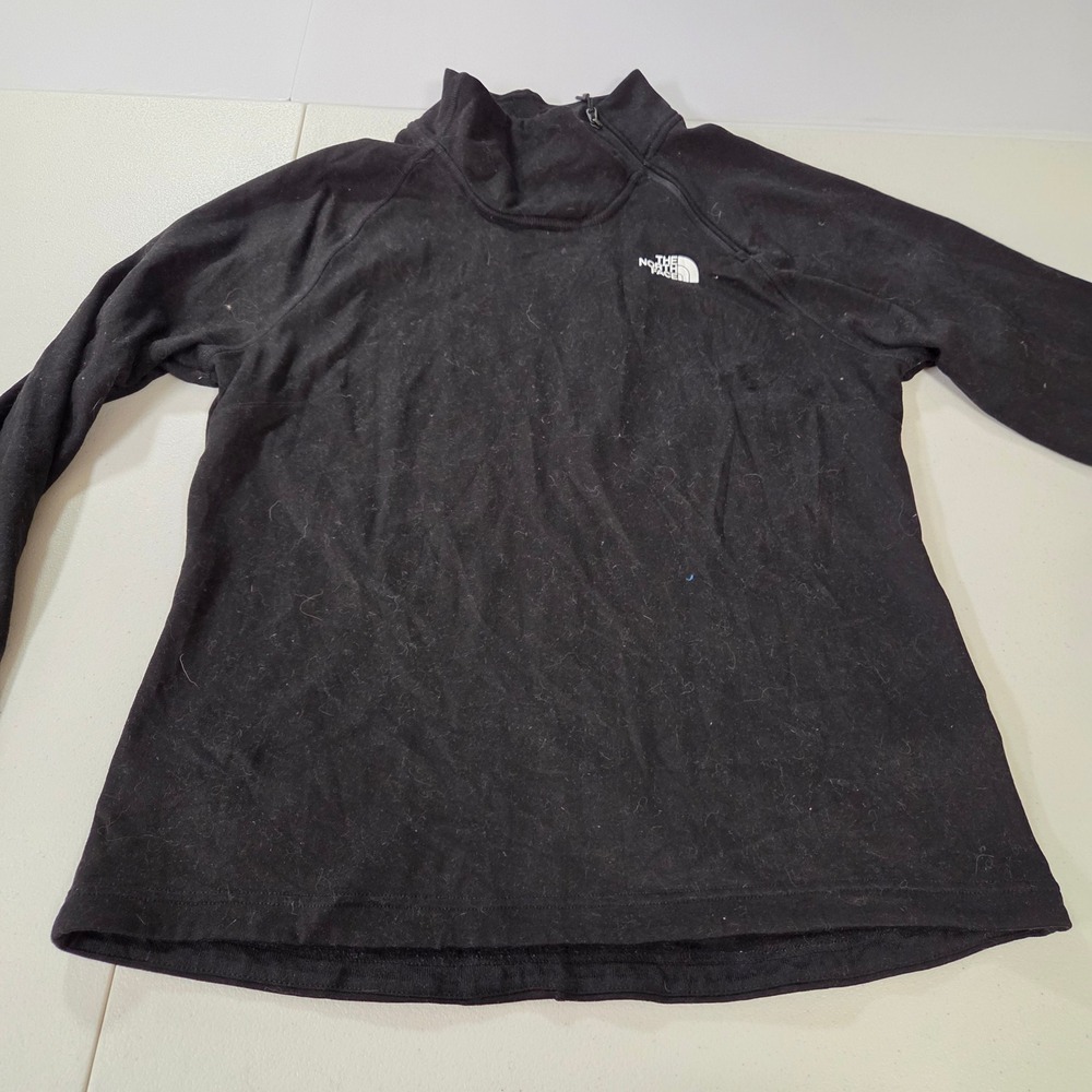 The North Face Womens Black Asymmetrical Zip Fleece Pullover Mock Neck Large